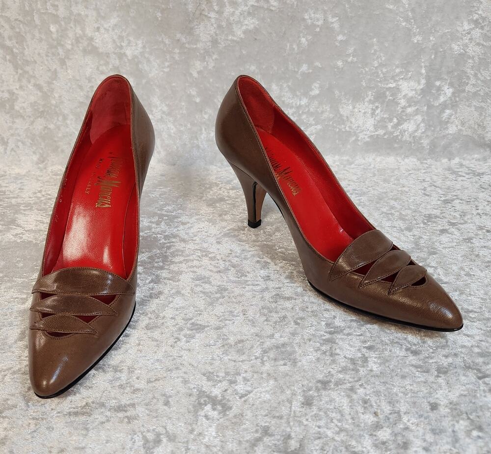 NIB Vintage Pancaldi Anilina Womens Brown Leather Pumps-Size 6.5 AA